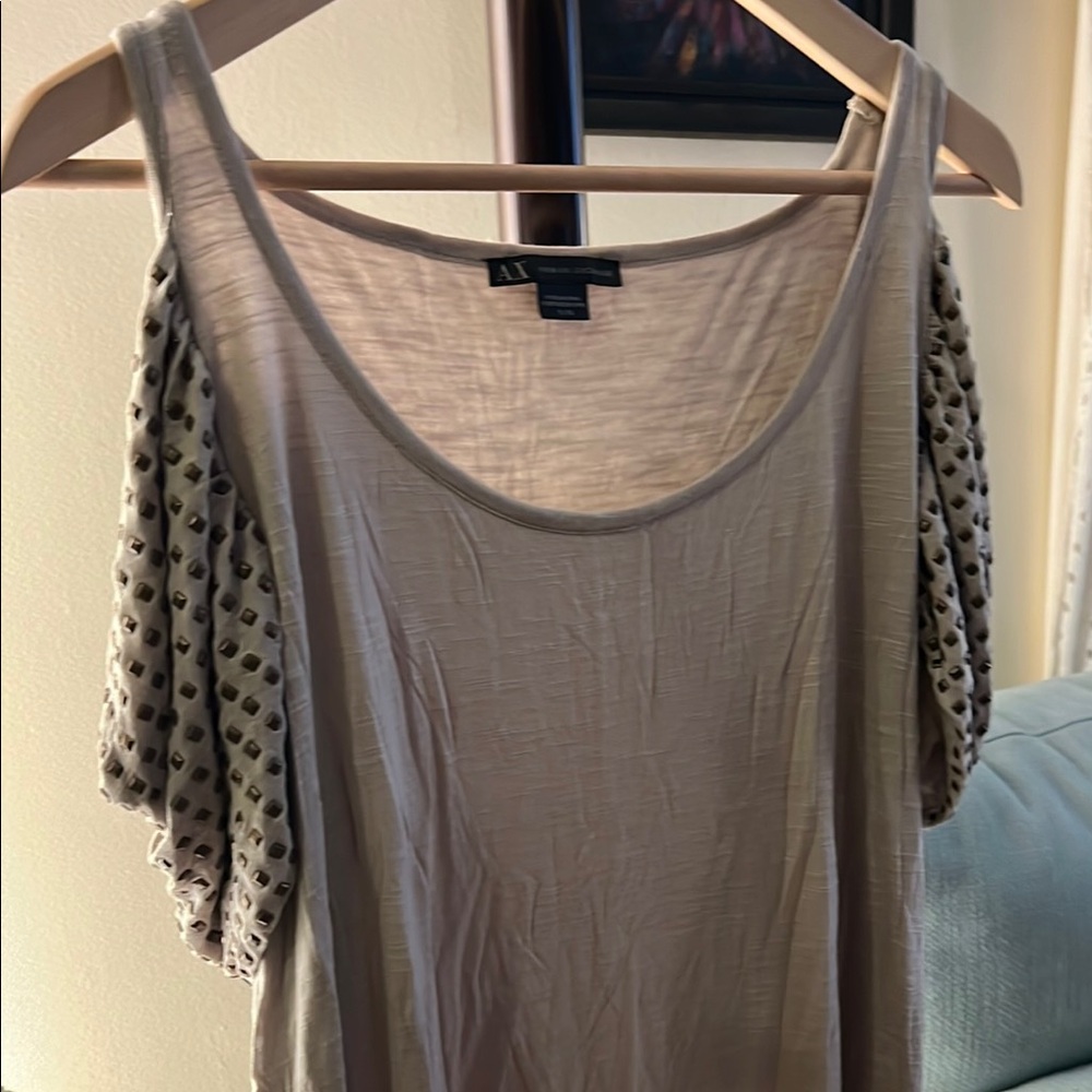 A/X Armani Exchange beige cold shoulder Blouse